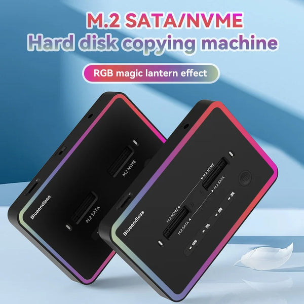 ប្រអប់ SSD M.2 ប្រភេទ SSD ប្រភេទ C 10Gbps សម្រាប់ភ្ជាប់ SSD ប្រភេទ PCIe NVMe ឬ SATA 2 Bay ដោយគ្មានអ៊ីនធឺណិត Blueendless
