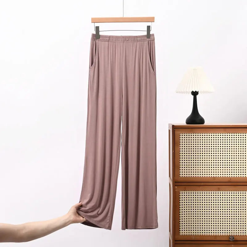 Thin Pajamas Pants Summer Lounge Bottoms Soft Home Trousers XL-8XL Large Sleeping Pants Solid Color Sleepwear Pants for Women