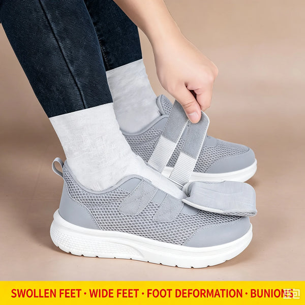 Extra Wide Orthopedic Walking Shoes for Diabetic Swollen Feet Adjustable Double Hook and Loop Sneakers Wide Toe Comfort Casual