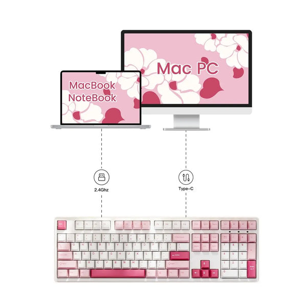 Akko 3108RF Mechanical Keyboard 100% Full Size RGB Cherry/MOA Profile Keycaps 2.4GHz & Wired Dual-mode Keyboard for Office Game