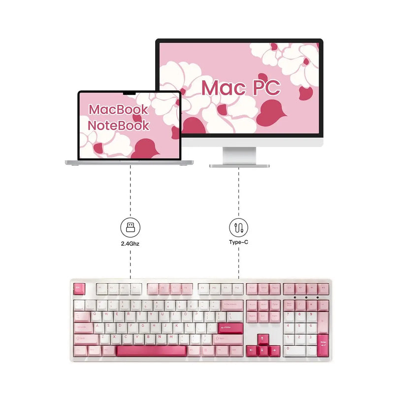 Akko 3108RF Mechanical Keyboard 100% Full Size RGB Cherry/MOA Profile Keycaps 2.4GHz & Wired Dual-mode Keyboard for Office Game