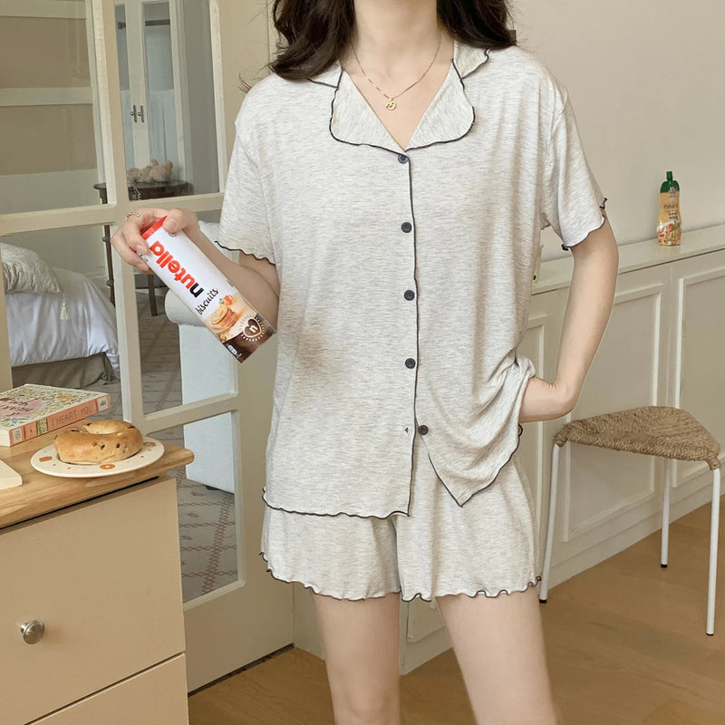 Modal Night Wear for Ladies Nighty for Woman Pyjamas New Summer Short Sleeve Sleepwear Women's Solid Color 2 Piece Loungewear