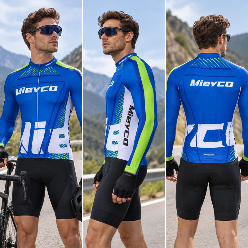 Men's Long Sleeve Cycling Jersey Quick Dry Breathable UV Protection MTB Road Bike Shirt Spring Autumn Racing Sportswear