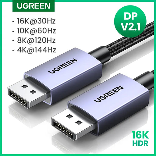 UGREEN 16K Displayport Cable DP2.1 8K 4K144Hz Video Audio Cable for Xiaomi TV Box PC Laptop Monitor Game DP Cable Display Port