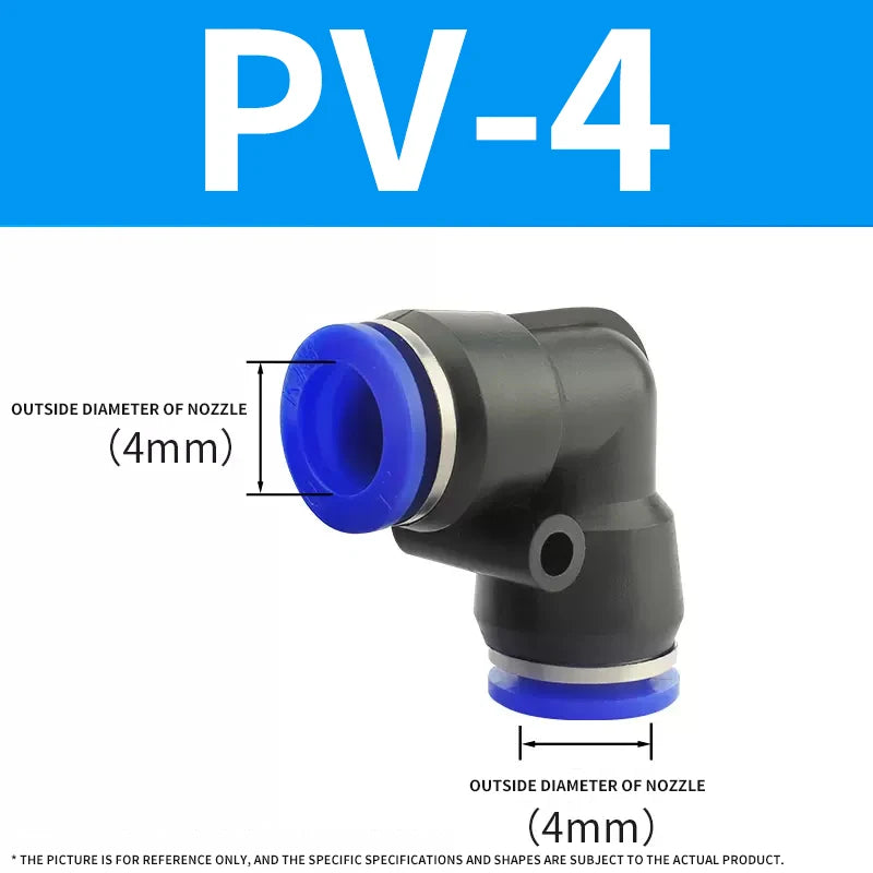 50/100/500/1000 Pcs Pneumatic Quick-Plug Connector PV-4/6/8/10/12/14/16 Right-Angle Elbow Connection Air Pressure PU Trachea