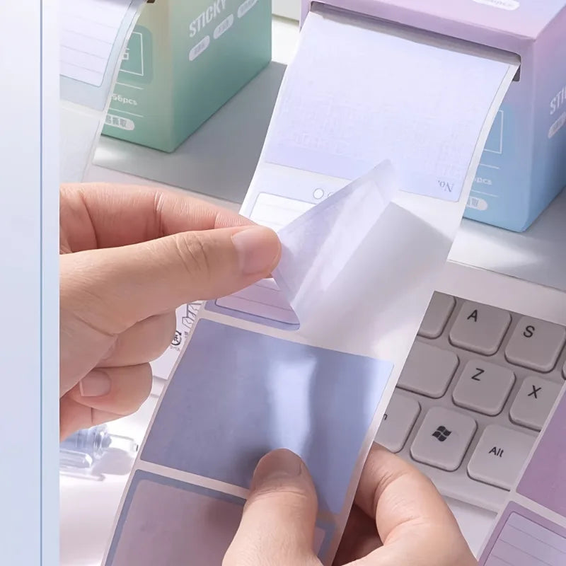 256pcs/Box Pull-out Sticky Notes | Full Adhesive Tear-off Stickers in 8 Formats, Perfect for Office, Students Student Stationery