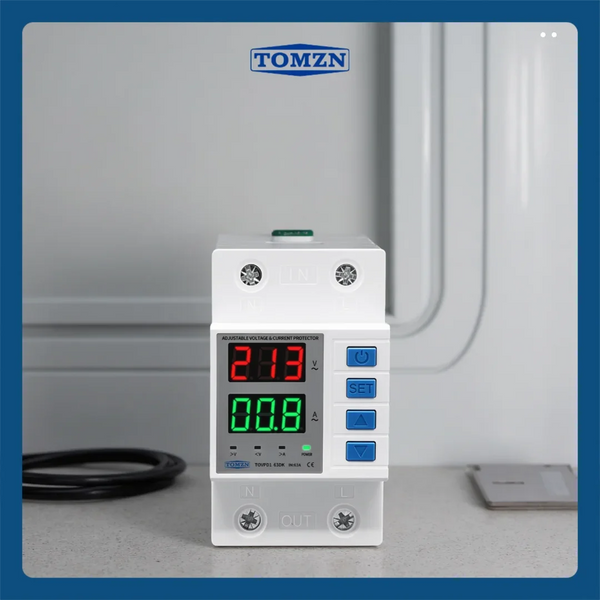 TOMZN TOVPD1-63DK 63A Din Rail Voltage Protector 110V/230V AC OVP OCP UVP L N Isolation Automatic Adjustable Delay-ON Relay