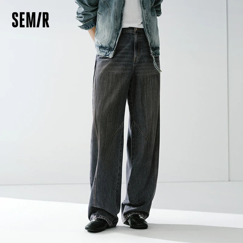 Semir Retro Jeans Unisex 2026 Spring Washed Loose Curved Blade Casual Fashion Comfortable Versatile Long Trousers