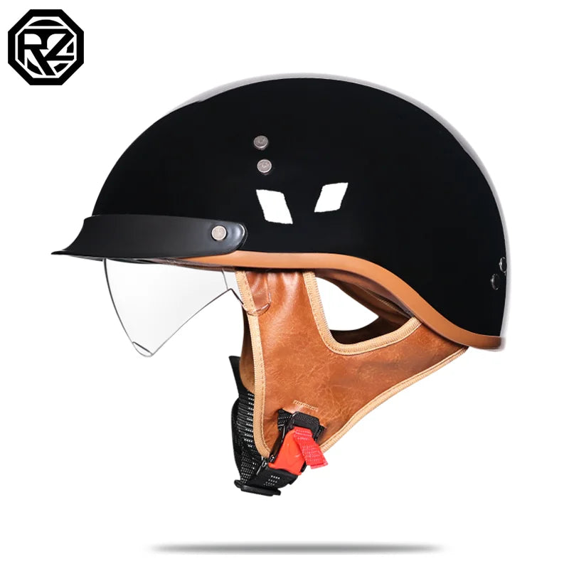 Motorcycle Helmet Retro German Classic Moto Helmet Casco Moto Half Helmet DOT Certification Capacete De Moto With HD Visors