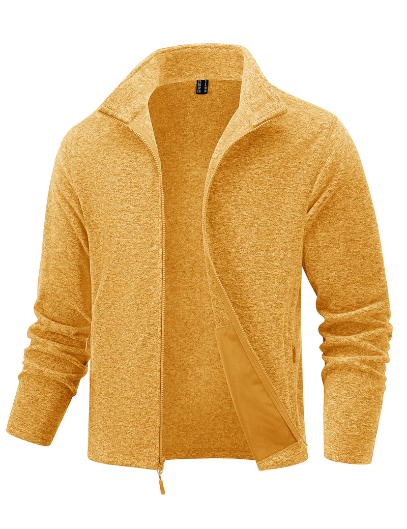 TACVASEN Lightweight Fleece Stand Collar Jackets Mens Spring Casual Full Zip Jacket Outdoor Sportswear With Pockets Outwear Tops