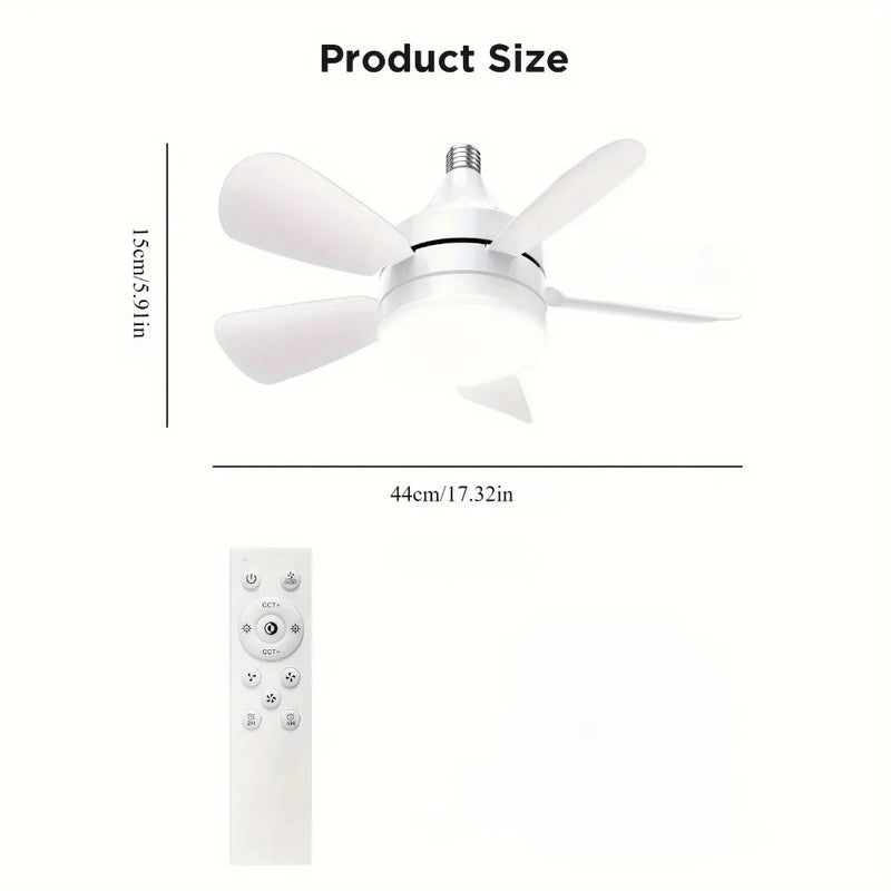 កង្ហារពិដាន LED ជាមួយភ្លើង E27 វីសក្នុង ភ្លើងកង្ហារពិដានជាមួយឧបករណ៍បញ្ជាពីចម្ងាយ អាចបន្ថយពន្លឺបាន 5 ដាវសម្រាប់តុបតែងបន្ទប់ទទួលភ្ញៀវ