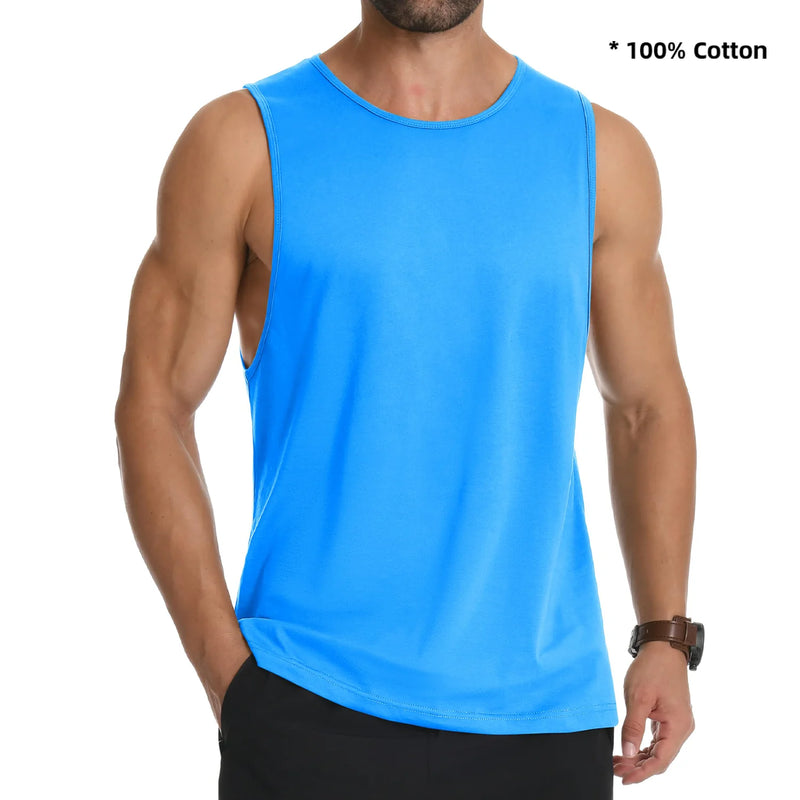 TACVASEN Cotton Fitness Wide-Armhole Muscle TANK TOPS Sleeveless T-shirts Mens Gym Workout Trainning Vests Casual Tee Shirt Tops