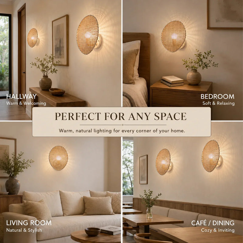 JOYINLED Bamboo Wall Sconces Retro Rattan Weaving Light for Living Room Bedroom Bedside Homestay Corridor Decorative Lighting