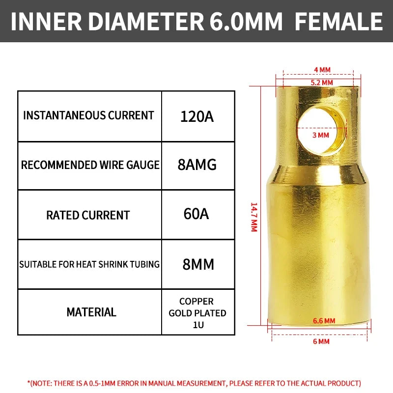 2/3/3.5/4/5/5.5/6/6.5/8mm Aircraft model pure copper Banana Plug Gold Plated Copper Brushless Motor Bullet Connector 40pcs