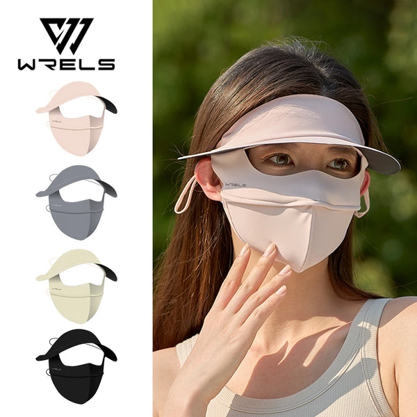 WRELS UV Protection Face Mask Reusable Breathable UPF 50+ Women Summer Face Covering Eye Protection Sunscreen Anti UV Full Mask