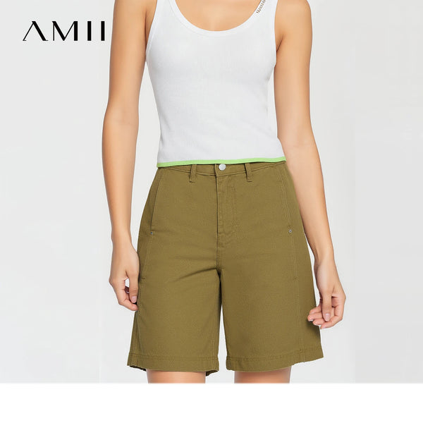 ខោខូវប៊យខ្លី Amii សម្រាប់នារី រដូវក្ដៅឆ្នាំ 2026 ខោកប្បាសថ្មី រលុង ជើងធំ ប្រវែងមធ្យម ខោខូវប៊យសាមញ្ញ ធម្មតា សម្រាប់នារី 12642161