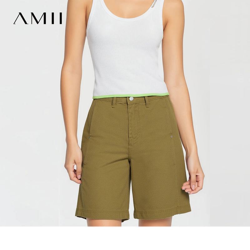 ខោខូវប៊យខ្លី Amii សម្រាប់នារី រដូវក្ដៅឆ្នាំ 2026 ខោកប្បាសថ្មី រលុង ជើងធំ ប្រវែងមធ្យម ខោខូវប៊យសាមញ្ញ ធម្មតា សម្រាប់នារី 12642161