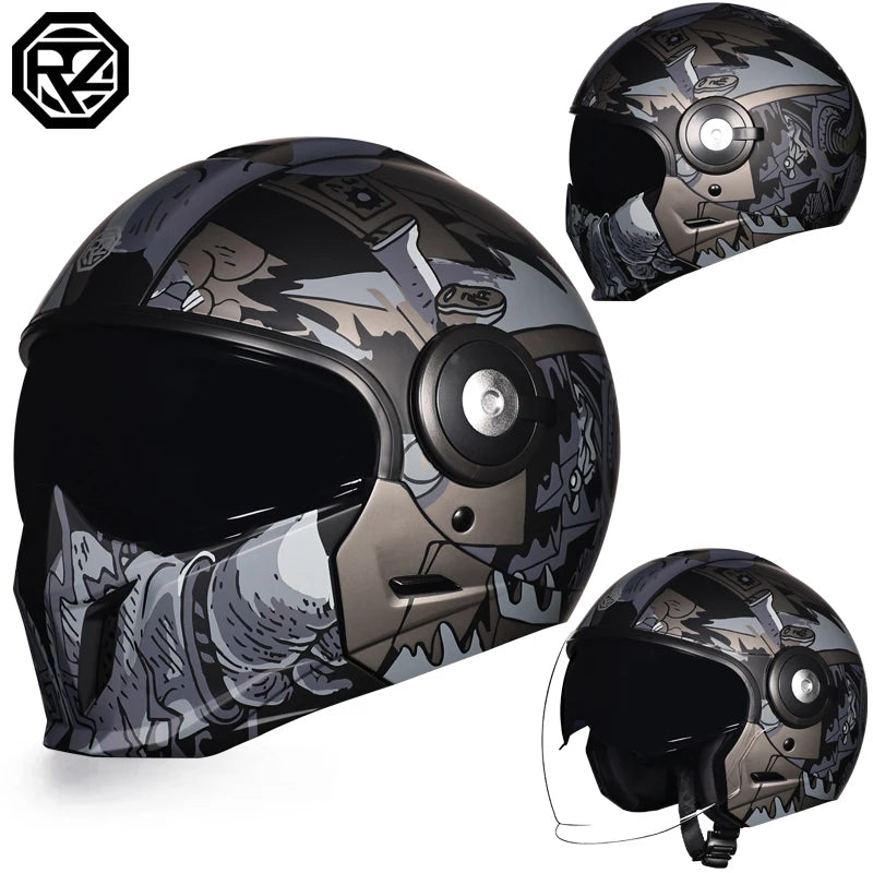 ORZ-653S Motorcycle Helmet Full Face Open Face Helmets 3/4 Men Women Modular Dual Visor Helmet For Motorcycle DOT Approved
