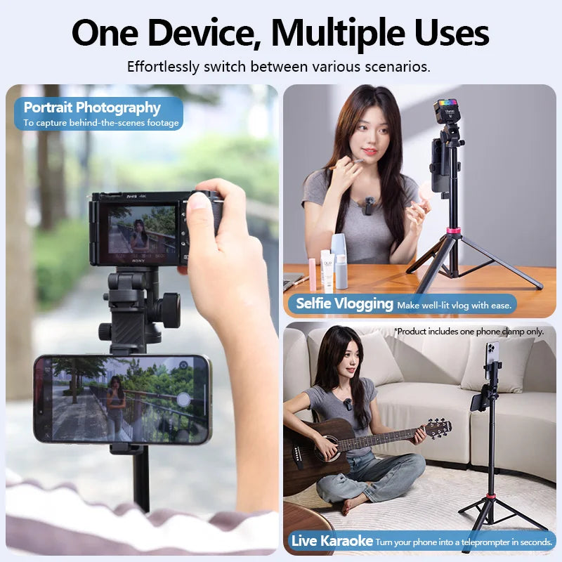 ជើងកាមេរ៉ា Ulanzi MT-78 ទំហំ 1.85 ម៉ែត្រ ដែលអាចដោះចេញបានយ៉ាងរហ័ស ជាមួយនឹងឧបករណ៍កាន់ទូរស័ព្ទពីចម្ងាយ ជើងទ្រសម្រាប់ដាក់ស្បែកជើងត្រជាក់ ទំហំ 1/4 អ៊ីញ សម្រាប់កាមេរ៉ាវីដេអូ ភ្លើងភ្លឹបភ្លែតៗ មីក្រូហ្វូន