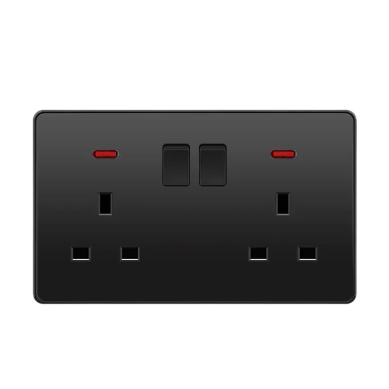 Black Uk 13A Smart Fast Charging Type C18W Charging Socket,1gang2way Wall Light Switch ,Universal Double Five-hole USB C Outlet