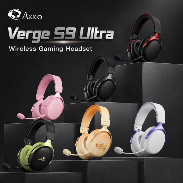AKKO Gaming Headset Verge S9 with Mic Quad-Mode Headphone 7.1 Channel Surround Sound Pro-Tuned FPS Audio 53mm Driver for Gamer