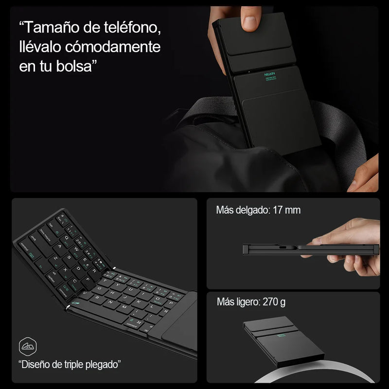 NILLKIN Mini Folding Wireless Bluetooth Keyboard Spanish Arabic German with Touchpad for PC Mac Smartphone Windows Android IOS