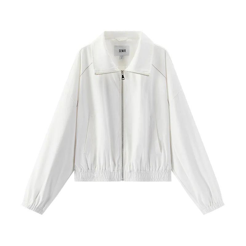 Semir Women Jacket 2026 Spring New White Short Loose Stitch Detail Petite Cool Stylish Versatile Casual Daily Tops