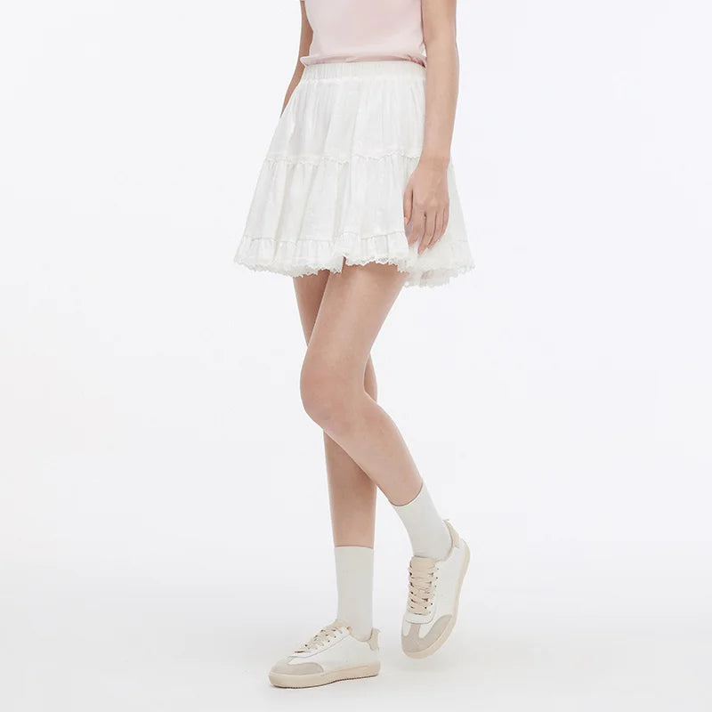 Semir Women Skirt Jacquard Lace Trim Fluffy Cake Dress A Line Minimalist Temperament Cute Mini 2026 Summer Top