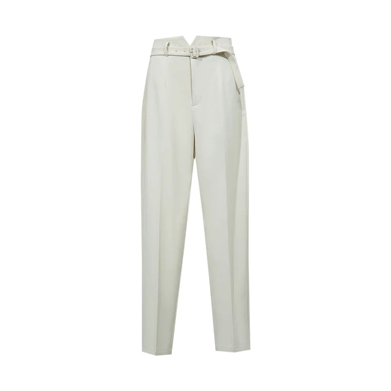 Amii Women's Tapered Pants 2026 Summer New Office Straight Fit Casual Trousers With Belted Versatile Women's Clothing 12622056