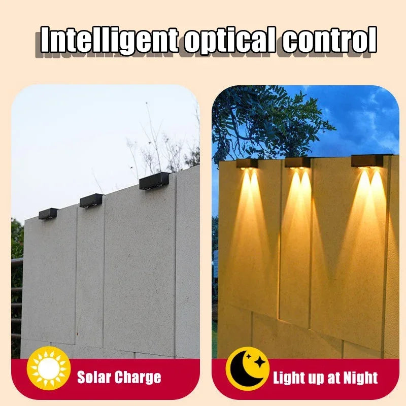 Solar Wall Lights 2 LED Solar Fence Lights Outdoor Waterproof Solar Deck Light  for Fence Post Yard Pathway Landscape Decor