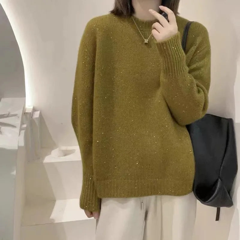 Women's Clothing Korean Loose Sweater For Woman Blouse Spring Autumn Outerwear Long Sleeve Tops Woolen Female Knitwear Jumper
