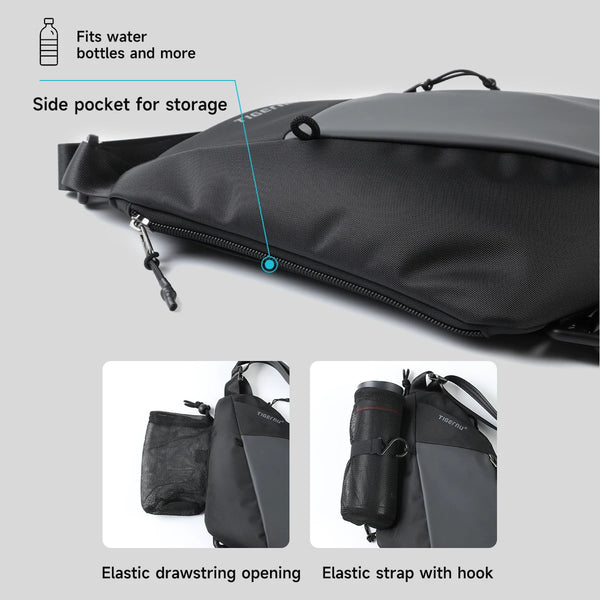 Tigernu Men Waterproof Crossbody Sling Bag Magnetic Buckle Multi Pocket Chest Bag For Travel Daily Commute