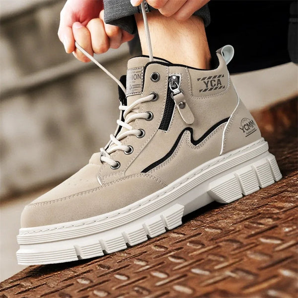Men's boots four seasons high-top Joker thick-sole casual boots soft-sole non-slip sports outdoor boots fashion youth work boots