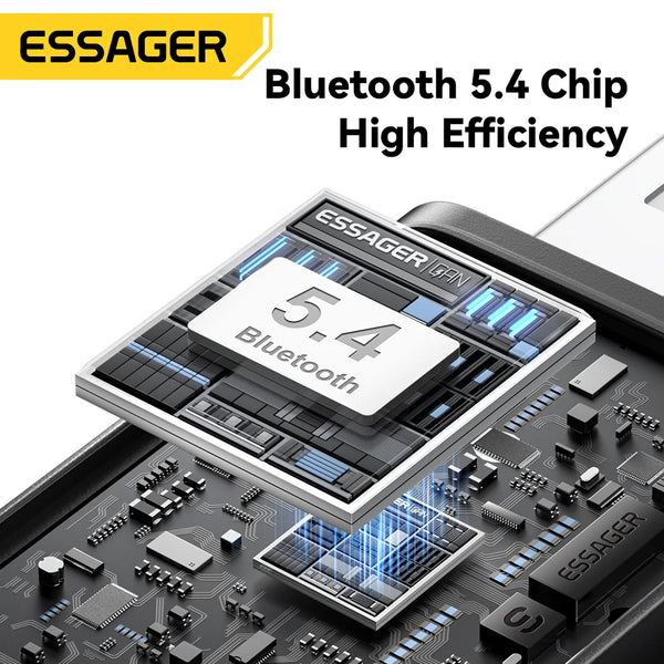 ESSAGER ឧបករណ៍ភ្ជាប់ Bluetooth 5.4 សម្រាប់រថយន្ត ឧបករណ៍បញ្ជូន FM ឥតខ្សែ ឧបករណ៍ទទួលសំឡេង និងការហៅទូរសព្ទដោយមិនប្រើដៃ មីក្រូហ្វូនស្តេរ៉េអូស្វ័យប្រវត្តិ គ្រឿងបន្ថែមសម្រាប់រថយន្ត