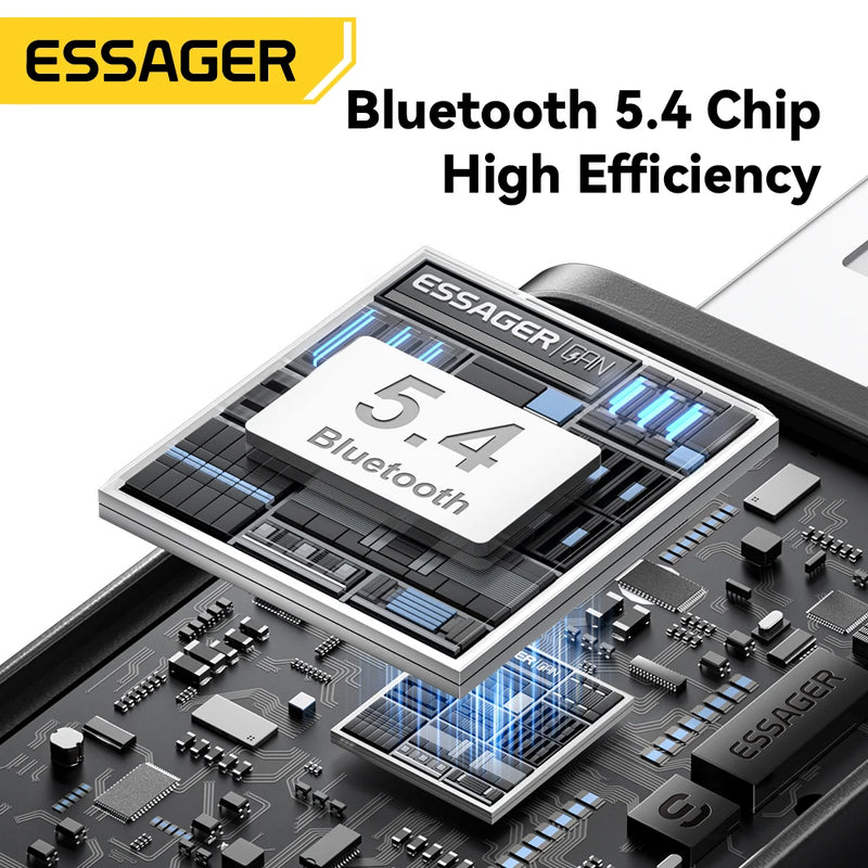 ESSAGER ឧបករណ៍ភ្ជាប់ Bluetooth 5.4 សម្រាប់រថយន្ត ឧបករណ៍បញ្ជូន FM ឥតខ្សែ ឧបករណ៍ទទួលសំឡេង និងការហៅទូរសព្ទដោយមិនប្រើដៃ មីក្រូហ្វូនស្តេរ៉េអូស្វ័យប្រវត្តិ គ្រឿងបន្ថែមសម្រាប់រថយន្ត