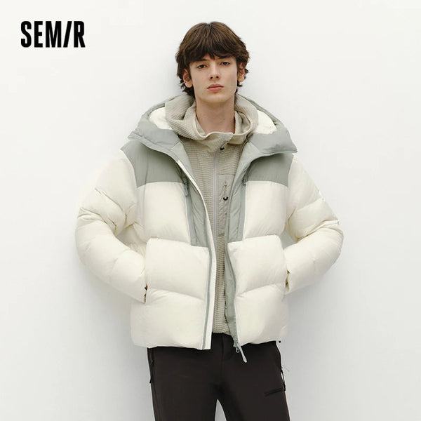 អាវក្រៅ Semir សម្រាប់បុរស ទម្ងន់ស្រាល មានរោមចៀម 90 ភាគរយ រចនាបថមានក្រណាត់ សមល្មមសម្រាប់ពាក់ក្រៅផ្ទះ រចនាបថរដូវរងា ឆ្នាំ 2026 សម្រាប់អាកាសធាតុត្រជាក់