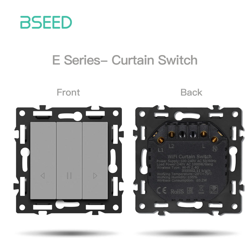 BSEED E Series WIFI Click Light Switch Part 1/2/3/4Gang 2Way Switch Function DIY Part EU Smart Socket Outlets Plastic Frame