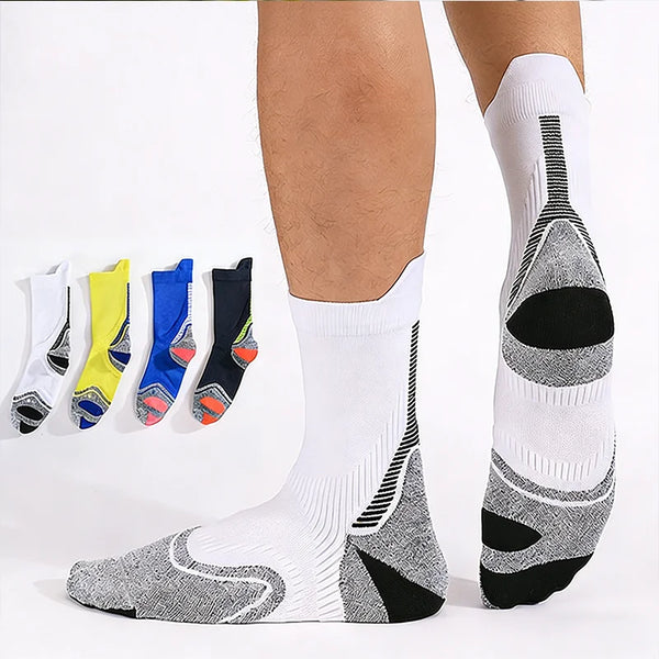 WRELS 1/2/3 Pairs Compression Socks Arch Support Hiking Socks Men Women Moisture Wicking Breathable Non‑Slip Crew Sports Socks