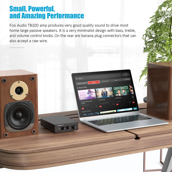 ឧបករណ៍ពង្រីកសំឡេង Fosi Audio TB10D HiFi Power Amplifier 300Wx2 TPA3255 Class D Stereo Amp ជាមួយនឹង Treble Bass សម្រាប់ឧបករណ៍បំពងសំឡេងនៅផ្ទះ