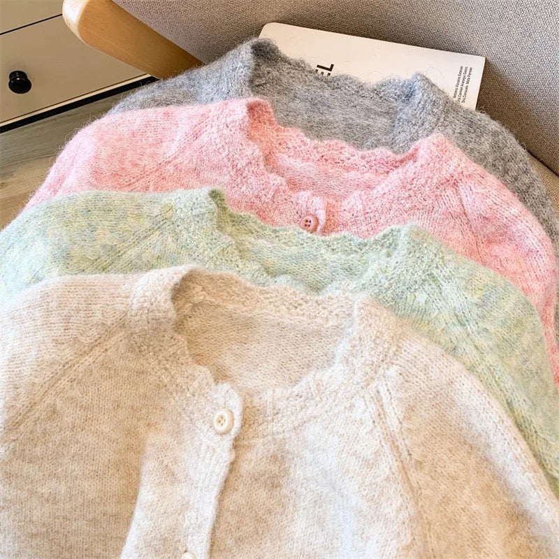 Gentle Style Long-sleeved Sweater Women's Versatile Loose Stacking Wear Knitted Cardigan Top Age Reduce Ladies Jumper Jackets