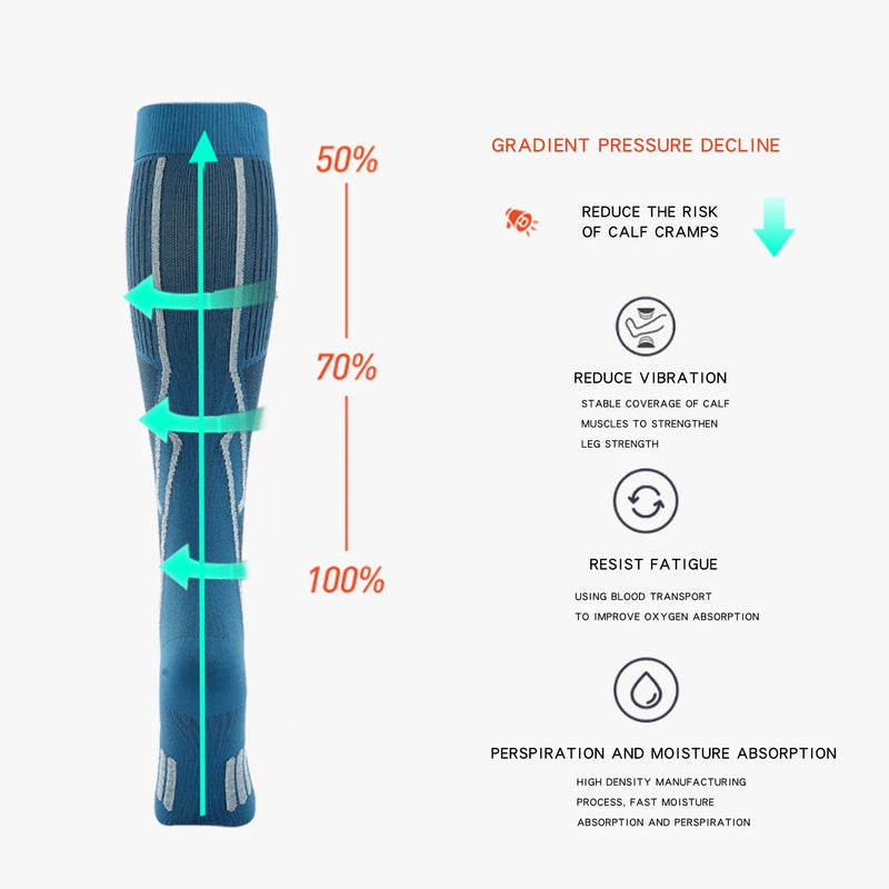 WRELS 1/2/3 Pairs Compression Socks Arch Support Athletic Socks Men Women Knee High Elastic Breathable Running Cycling Socks