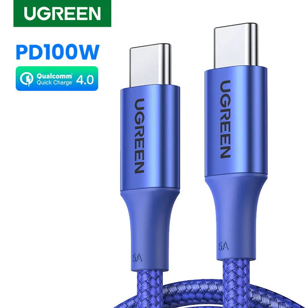 ខ្សែសាក UGREEN USB-C PD3.0 100W ប្រភេទ C ទៅប្រភេទ C ខ្សែសាកលឿនសម្រាប់ MacBook Samsung S26/25 iPhone 18/17/16 ខ្សែប្រភេទ C QC4.0
