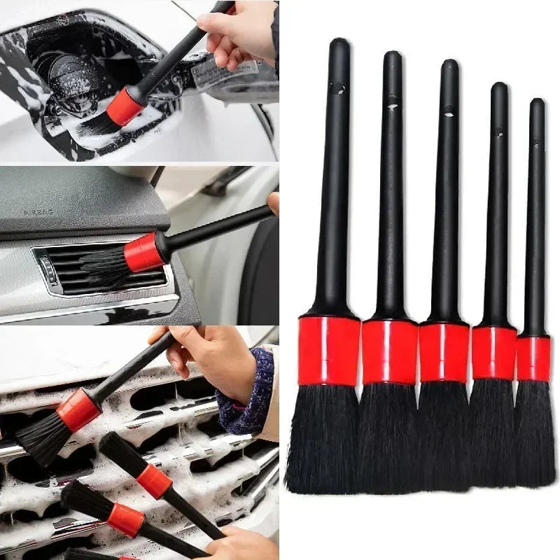 5pcs Details of Car Wash Soft Brush Small Brush Multifunctional Air Outlet Cleaning Tool for Automobile Interior Gap Car brush
