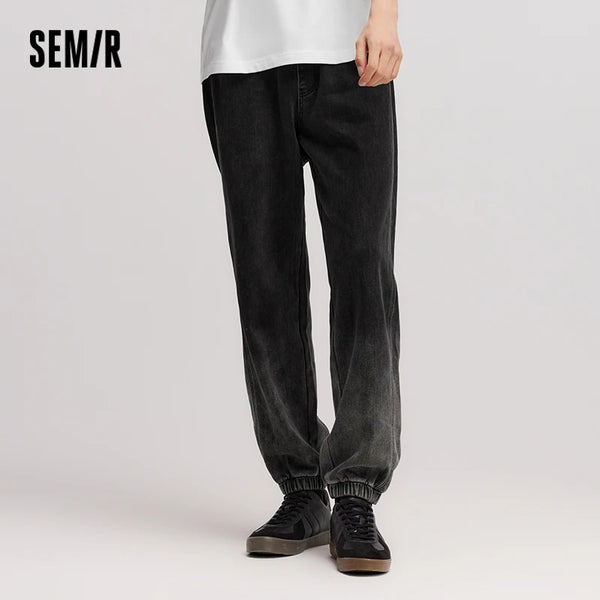 Semir Baggy Pants Men Gradient Elastic Cuff Oversize Denim 2025 Winter Jeans for Man Soft Denim Gradient Design