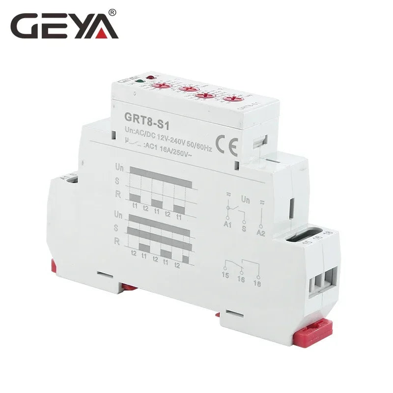 GEYA Asymmetric Cycle Time Relay SPDT 220V 16A  AC/DC12V-240V Electronic Repeat Relay