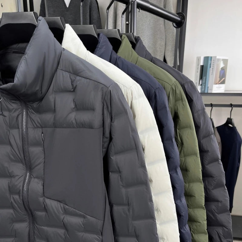 Lightweight Men's Down Jacket with 90% Duck Down Fill, Warm Winter Outerwear Coat Navy Blue (5 Colors) S-3XL