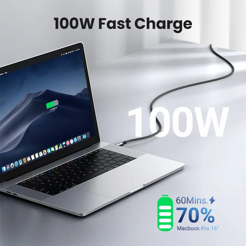 UGREEN 100W USB C to USB Type C Cable For iPhone 17 16 15 MacBook Samsung S25 S24 QC4.0 Fast Charging USB C Cable Charger USB 5A