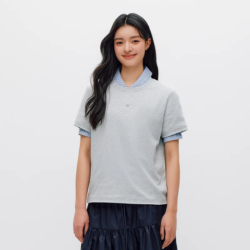Semir Women Tshirt Soft Touch Crew Neck Embroidery Short Sleeve Summer 2026 Casual Everyday Fashion Style Top Tee