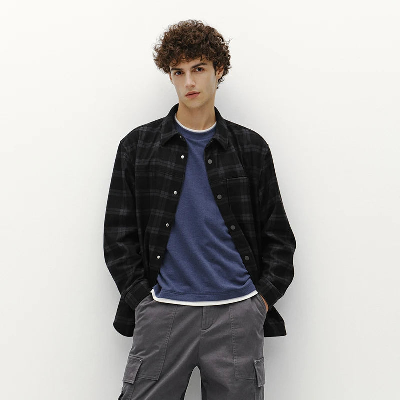 អាវបុរស Semir ក្រណាត់ Corduroy លំនាំ Plaid ដៃវែងឆ្នាំ ២០២៦ រដូវរងាសមស្រួលស្លៀក រចនាប័ទ្មធម្មតា ស្លៀកពាក់ជាស្រទាប់ៗ មើលទៅប្រចាំថ្ងៃ