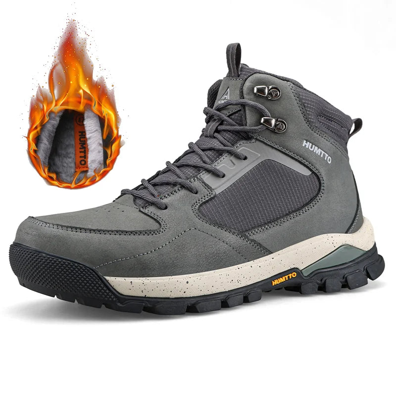 HUMTTO Mens Hiking Boots Breathable Sneakers for Man Outdoor Sneakers Genuine Leather Men Sports Shoes Winter Wool Trekking Shoe